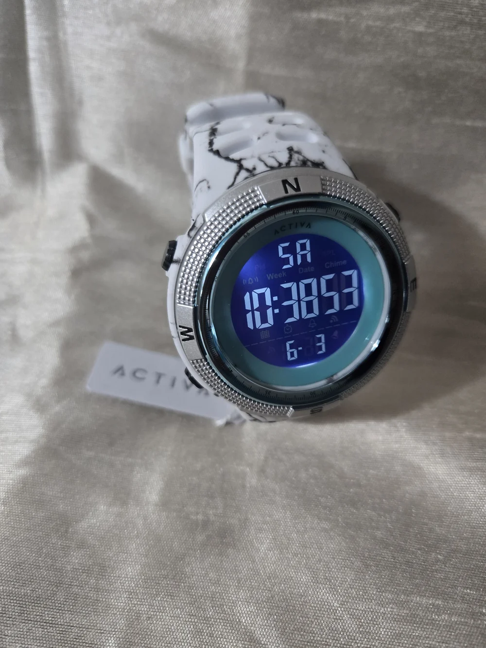 Ativa Summit X White Marble Digital Sports Watch - Turquoise Dial